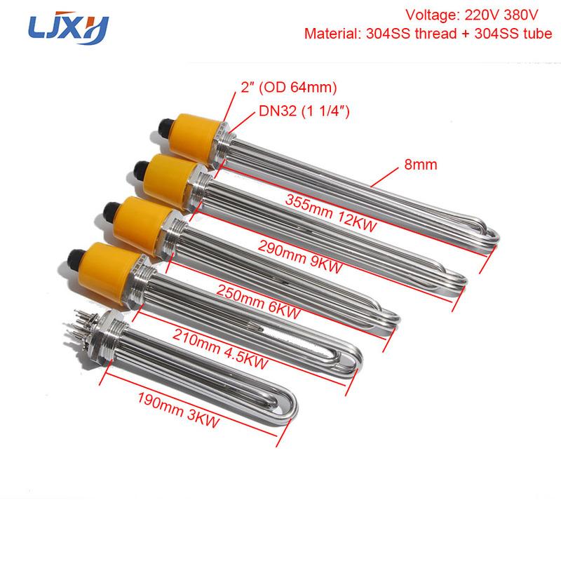 

LJXH DN32 1 1/4 BSP Резьба 3U Трубчатый Электрический Погружной Нагревательный Элемент с Зондом и Заземляющим Винтом 3/4.5/6/9/12 кВт 3KW 190mm