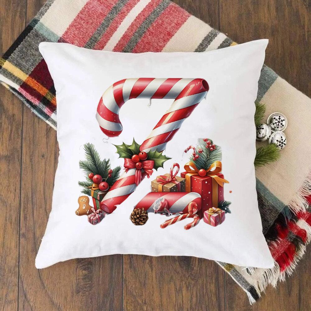 

Чехол для подушки для детской спальни с рождественским рисунком 26 букв с Санта-Клаусом Чехол для подушки для дивана Рождественский декор для вечеринки Подарки для семейных детей