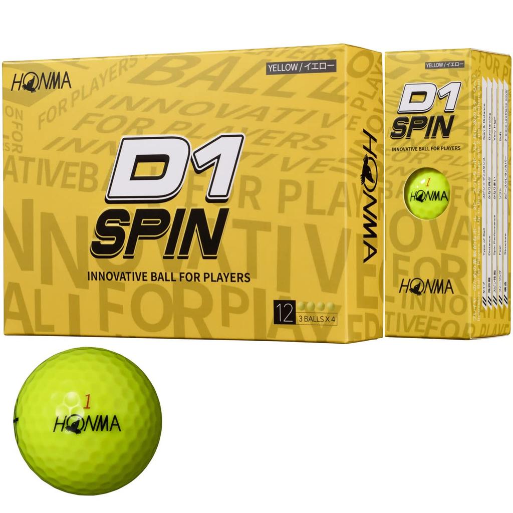 Honma Golfball D1 D-1 SPIN 2023 2-teilig Weich Flugweite Weite Golfball 1 Dutzend 12 Bälle Preis-Leistungs-Verhältnis Honma Golf Honma HONMA1 Dutzend (12