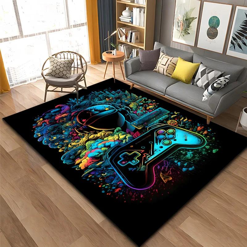 3D 80er Jahre Gamer Controller Bereichsteppich Groß, Teppich für Wohnzimmer Schlafzimmer Küchendekoration, Teppiche für Schlafzimmermatte Zuhause