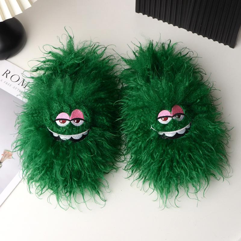 Fashion European and American Halloween Cute Slipper 2024 Winter New Imitation Wool Cotton Slippers Cartoon Versatile Anti Slip Slippers