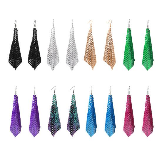 1 Pair Sequin Hook Earrings Geometric Design Long Earrings Night Club Party Women Gown Drop Earrings