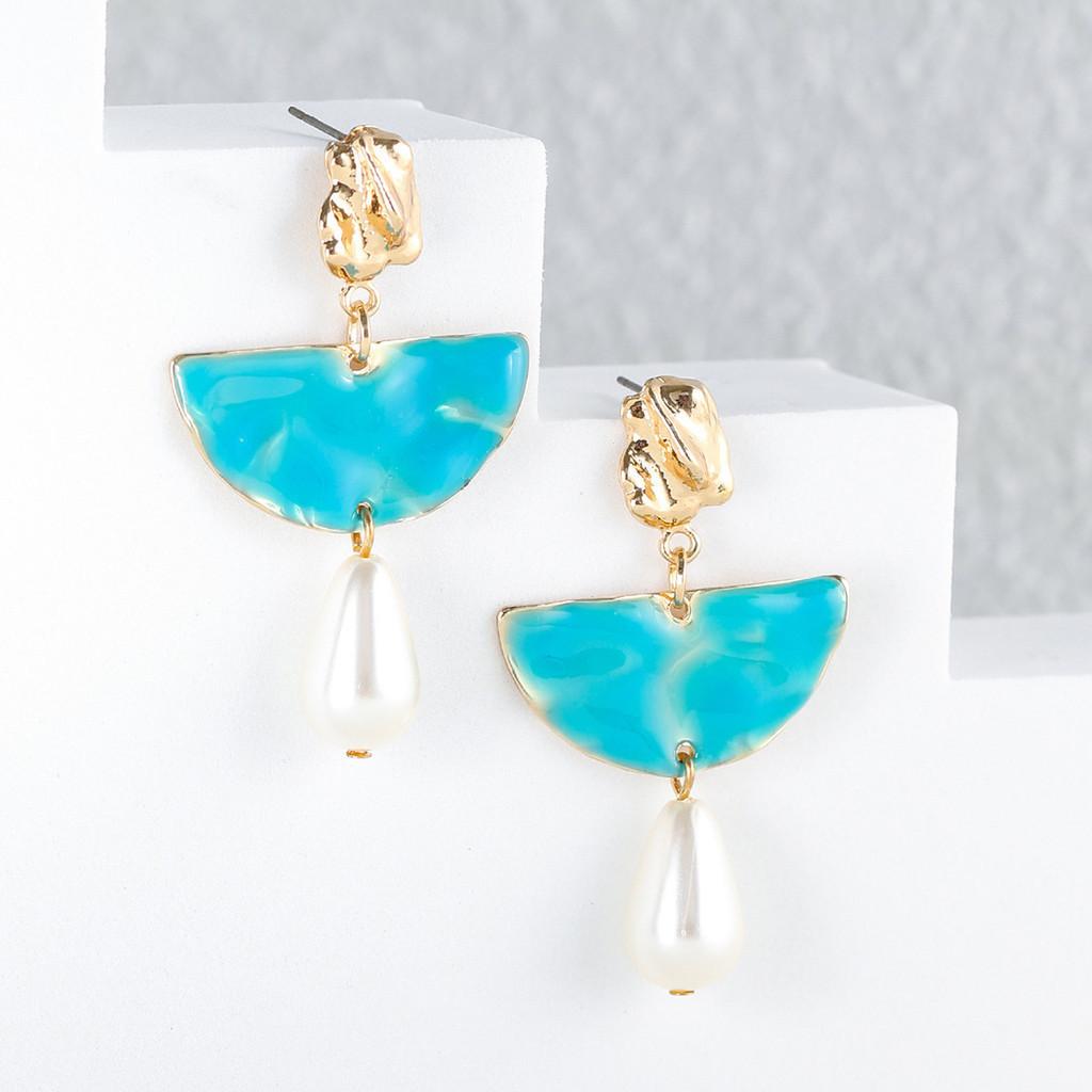Unique Geometric Pearl Drop Earrings For Women Trendy And Stylish Summer Accessories Fashion