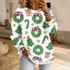 Women's Casual Christmas Print Long Sleeve Neck Pullover Top with Design