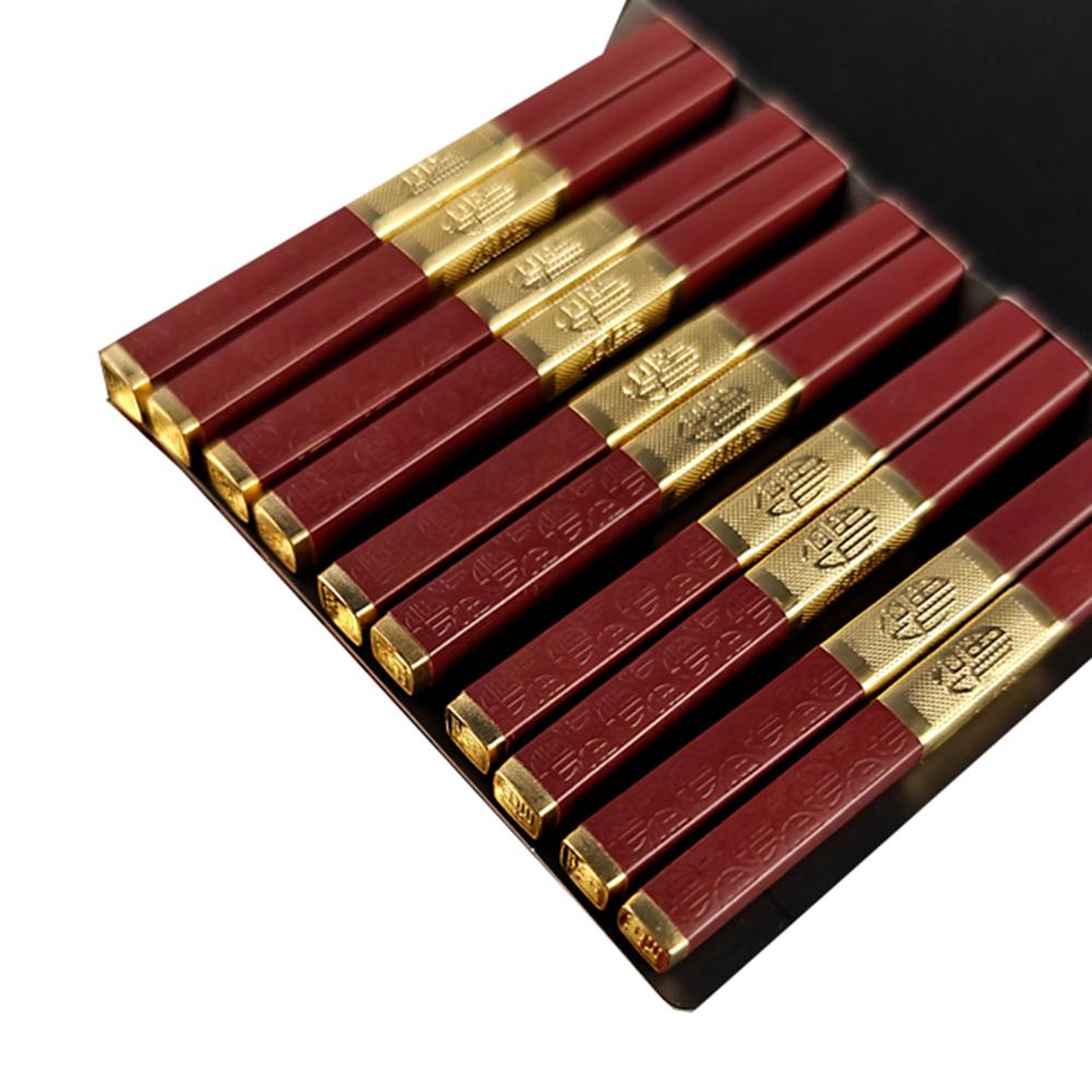 5/10 Pairs 24.9cm Red Reusable Chopsticks Sushi Sticks Non-Slip Chopstick Korean Japanese Food Chinese Chopsticks Set