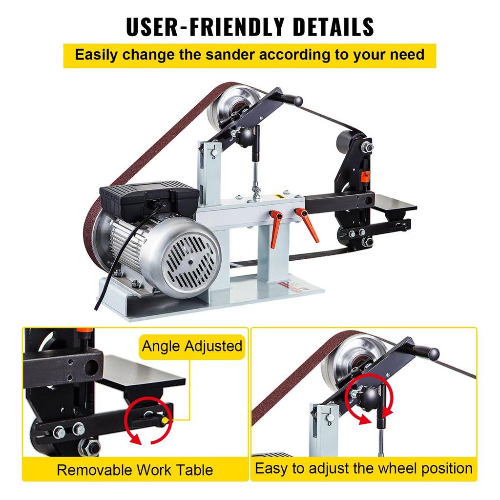 2Hp Belt Grinder Constant Speed 2 X 82 Inch Belt Disc Sander with 3 Grinding Wheel 110V Bench Sander 12 Inch Wheel and Flat Platen Tool Rest for Knife