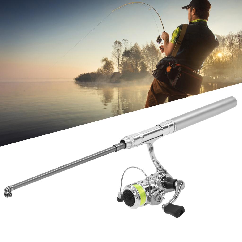 Portable   Pen Shape Fishing Rod Pole   Retractable Fishing Rod with Reel Wheel