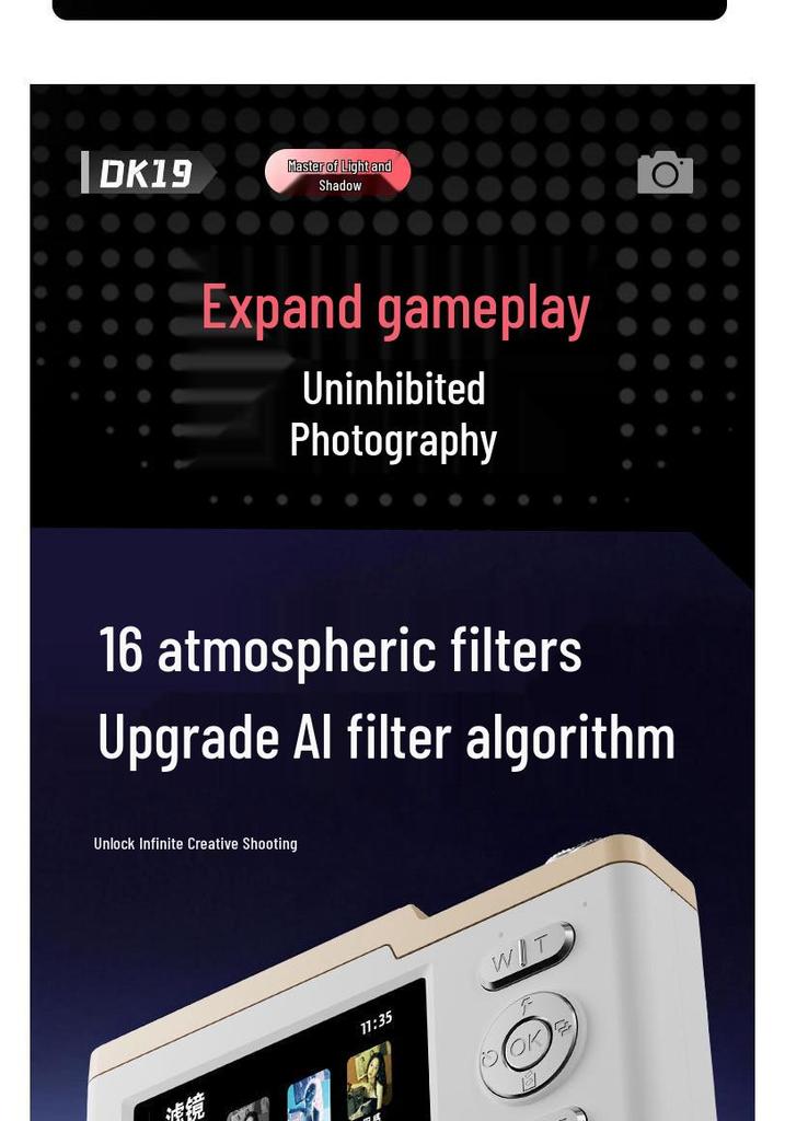 26-Year Explosive Dual-Screen Digital Camera with Cold White Skin Filter, Beauty Vlog Close-Up Light