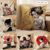 Japan Female Samurai Cushion Cover Silky Short Plush Invisible Zipper Dustproof Sofa Pillow Case For Home Decor