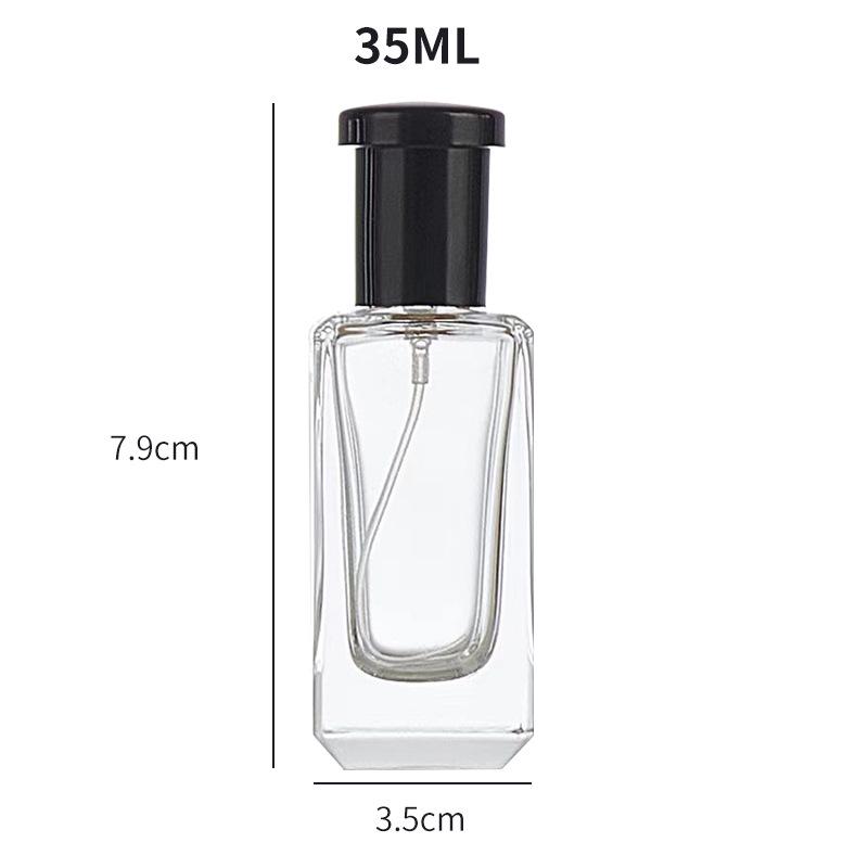 35ml Transparent Glass Perfume Bottle with Press-Type Hydrator - Portable, Sealed for Decanting and Floral Water.