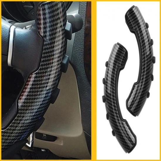 2X Carbon Fiber Car Auto Steering Wheel Booster Cover NonSlip Universal EOA