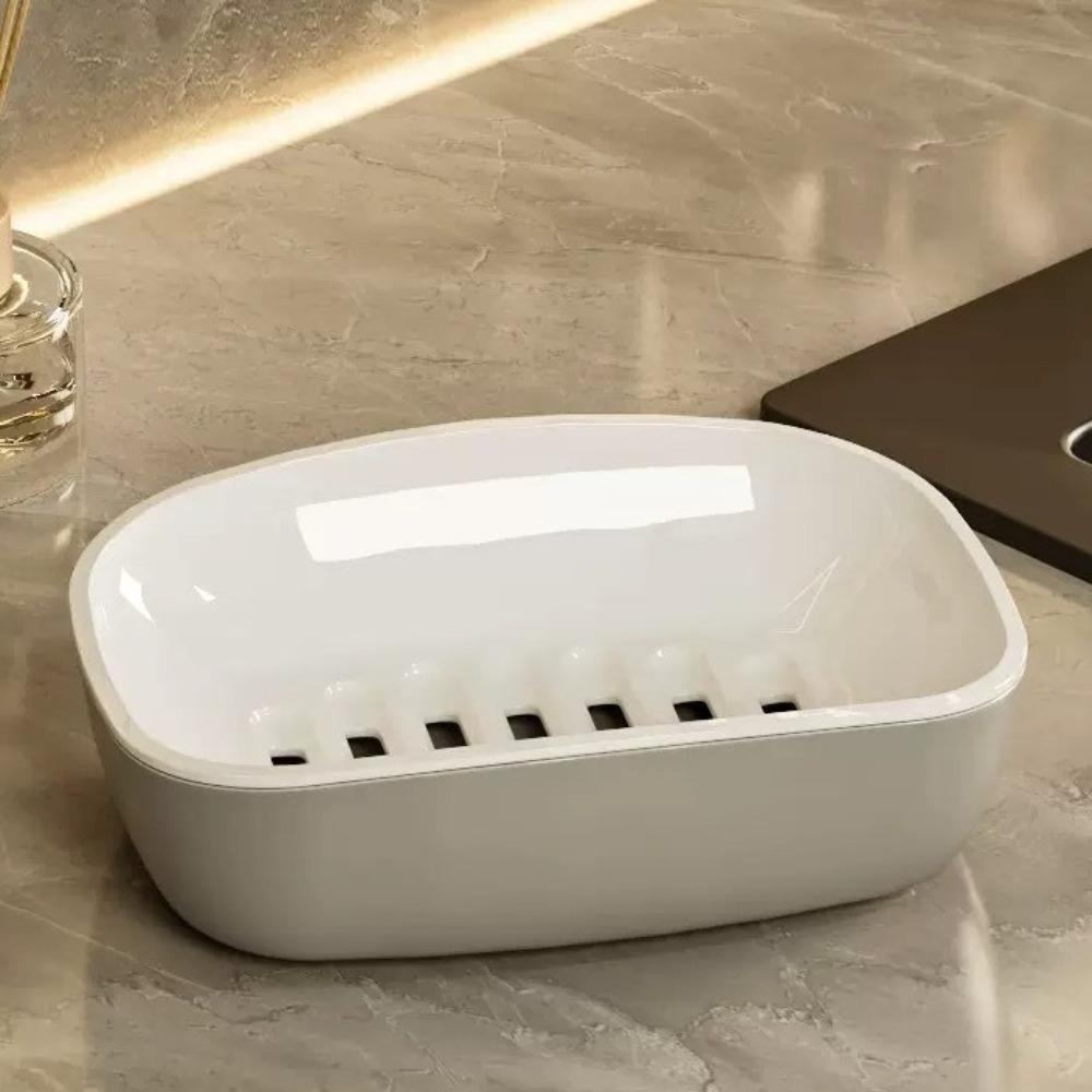 Fast Drying Double Layer Soap Box Waterproof Soap Storage Rack Soap Storage Drain Soap Box  Shower серый