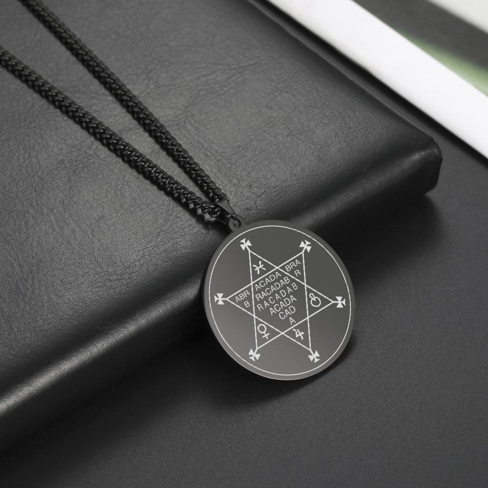 Dawapara Abracadabra Anhänger Abraxas Kabbalistische Magie Okkult Esoterisch Amulett Halskette Übernatürlich Edelstahl Schmuck