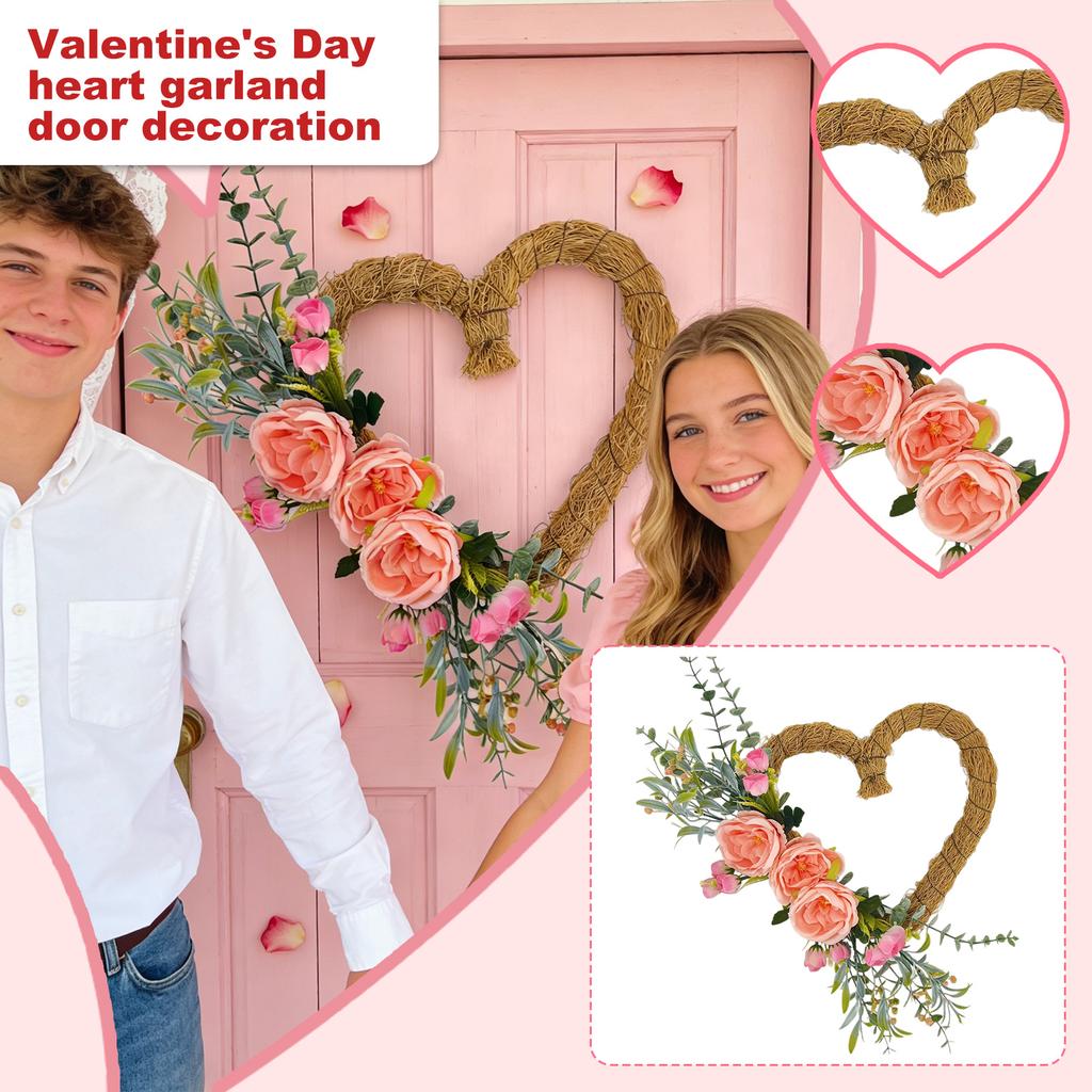 Valentine's Day Wreath, Heart Wreath, Door Decoration, Home Door Hanging, Front Door Wreath, Spring