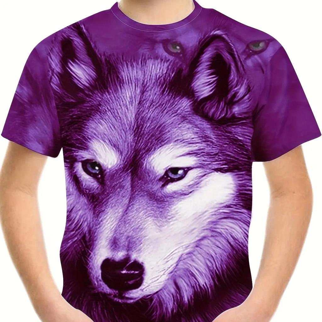 Kids Wolf Cartoon Top Fashion Summer Printed 3D T Shirt Boys Tees Casual Short Sleeve O Neck Girls Tops