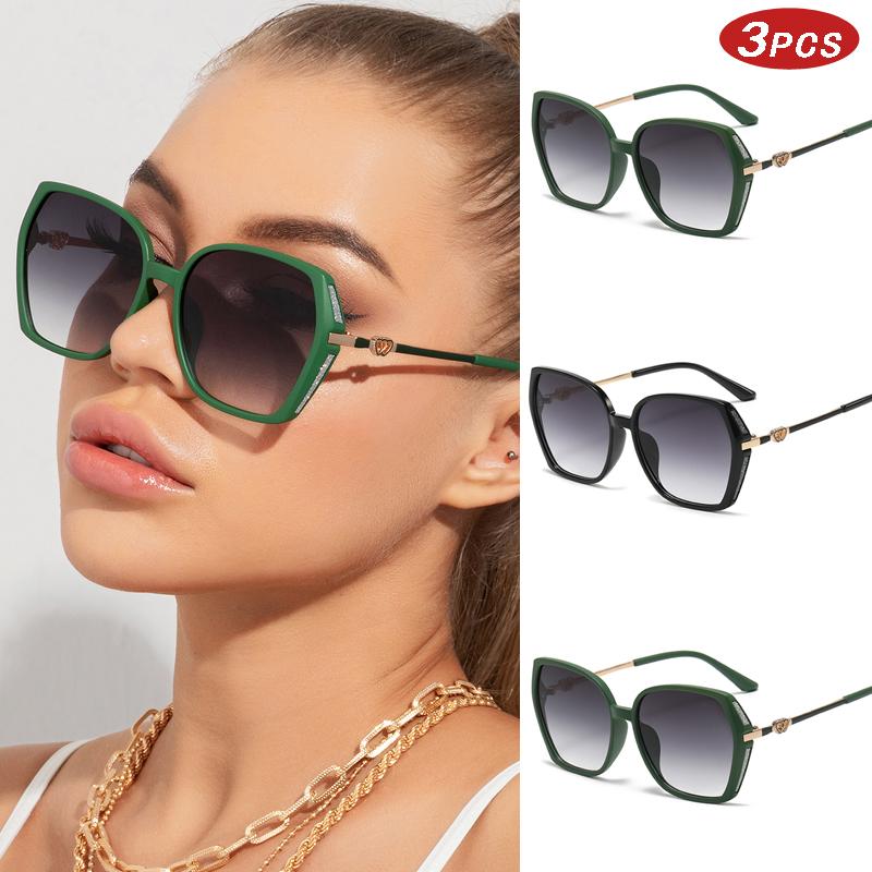 Motorcycle 3pcs Fashion Square Sunglasses Women Outdoor UV Protection Eyewear Oversized Gradient Oculos UV400 Eyewear