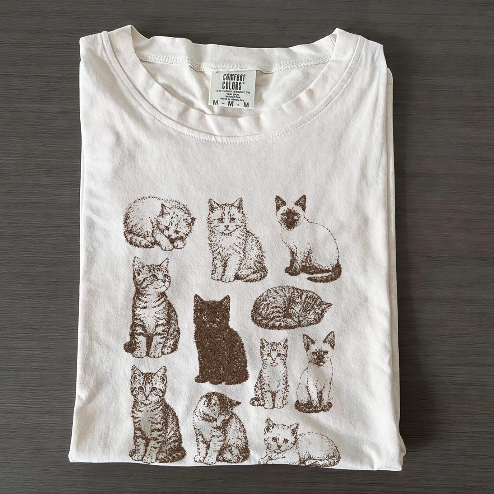 Vintage Cat 90s Sketch Shirt, Retro Cat Illustration Tee, Minimal Line Art Kitten Graphic Top, Cat Lover Gift 4XL