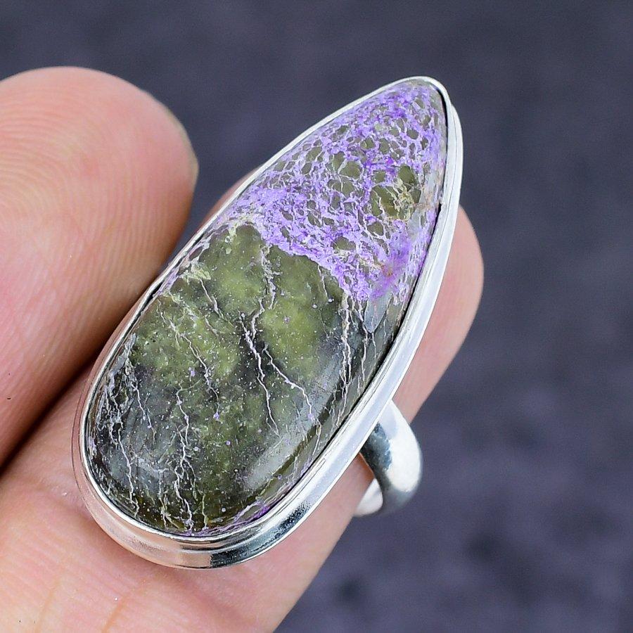 Purpurite Gemstone Handmade 925 Sterling Silver Jewelry Ring Size 8 j1h74