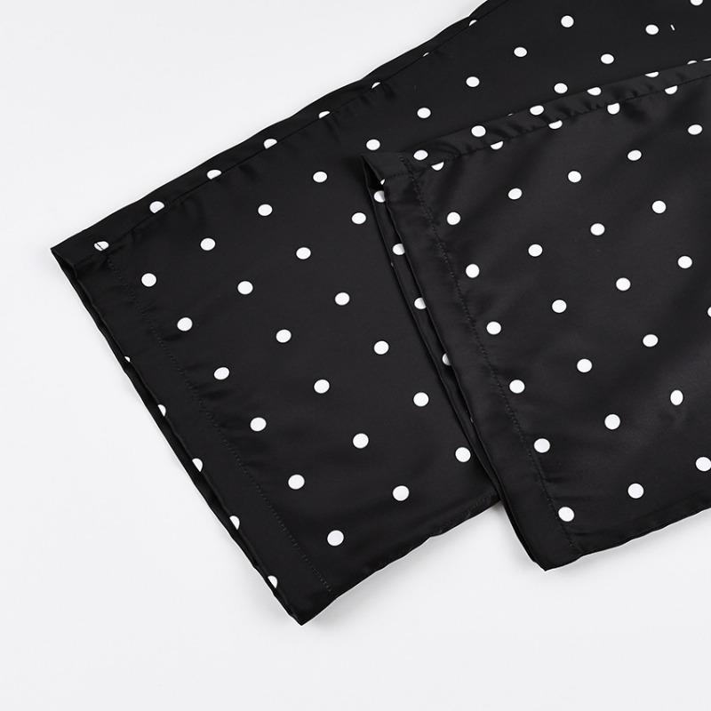 Women Elastic Waist Polka Dot Wide Leg Pants Casual Satin Trousers