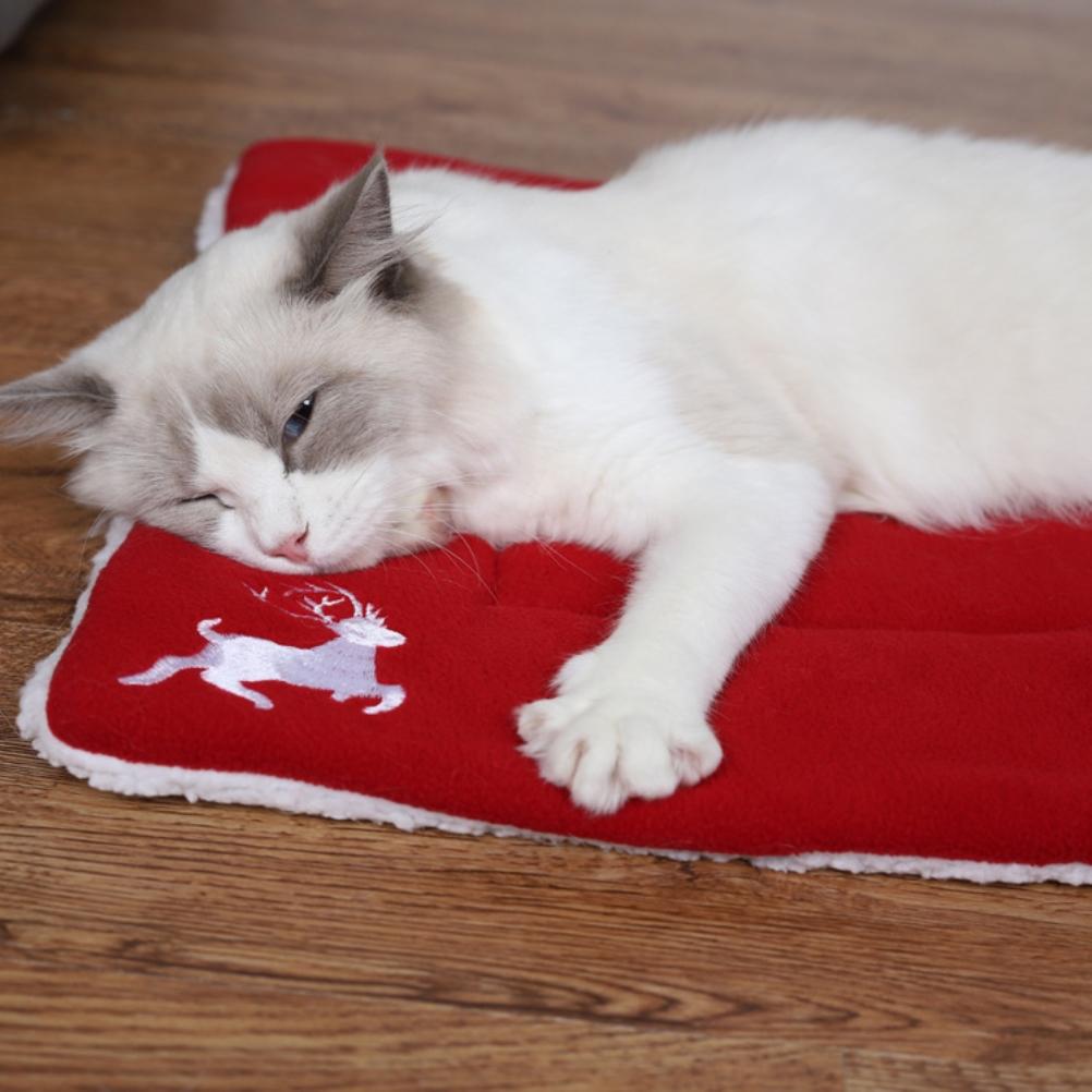 Christmas Theme Pet Cat Dog Bed Mat Pad Soft Warm Thick Kennel Cage Sofa Mat for Small Medium Large