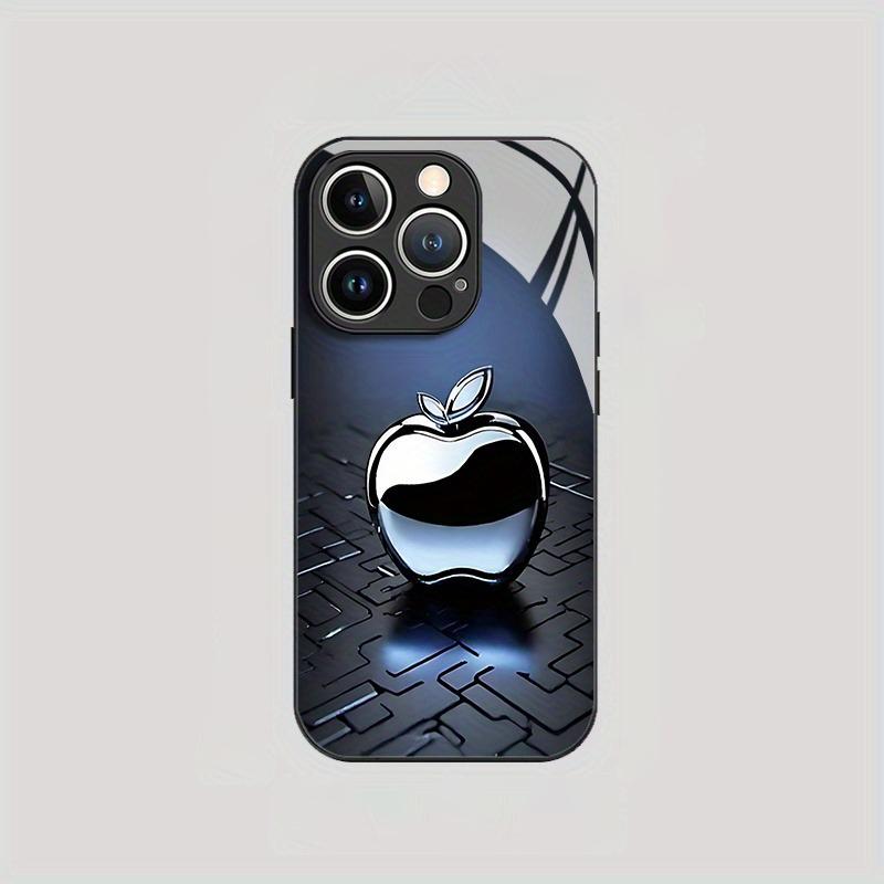 Metal Technology For Apple Pattern Glass Material Phone Case For iPhone 17 16 15 14 13 12 11 Pro Max Plus 16E 17Air XS X Cover