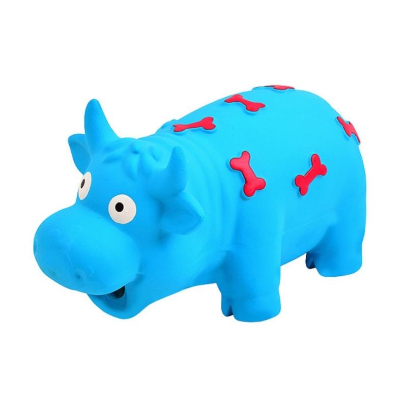 

Chew Resistant Dog Cow Shaped Toy With Squeaker Sound Chewing Toy For Medium Large Dogs Teeth Cleaning Bumps небесно-голубой
