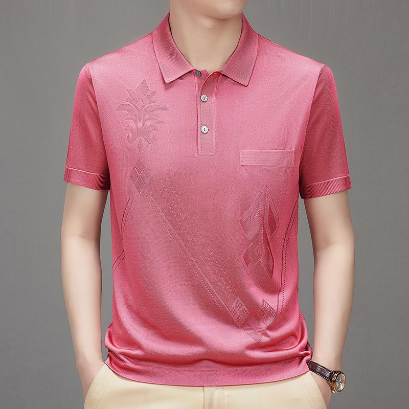 Summer Fashion Men s Ice Short Sleeve Lapel Collarpolo M