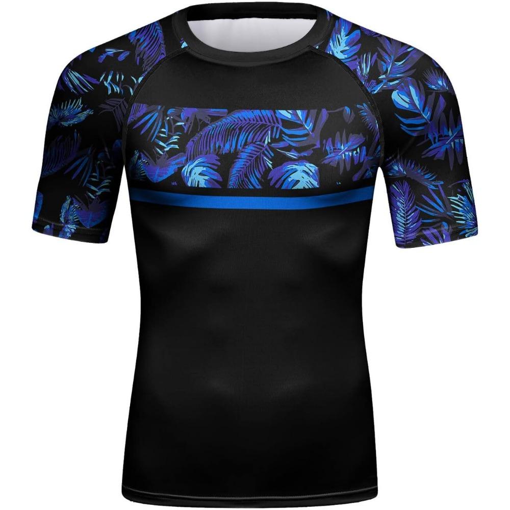 Red Plume Mens 3D Digital Printing Short Sleeve T-Shirt Outdoor Running Yoga Fitness Tight Shirt for Men