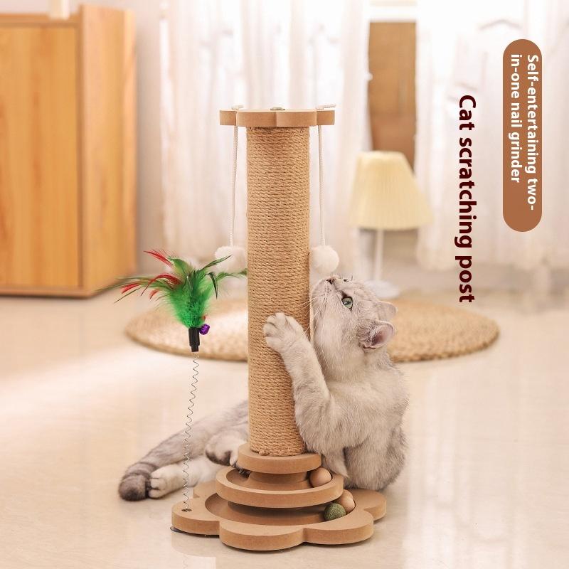 Tiragraffi 4 in 1 Giocattolo per Gatti Tiragraffi Naturale in Sisal Giocattoli Interattivi per Gatti