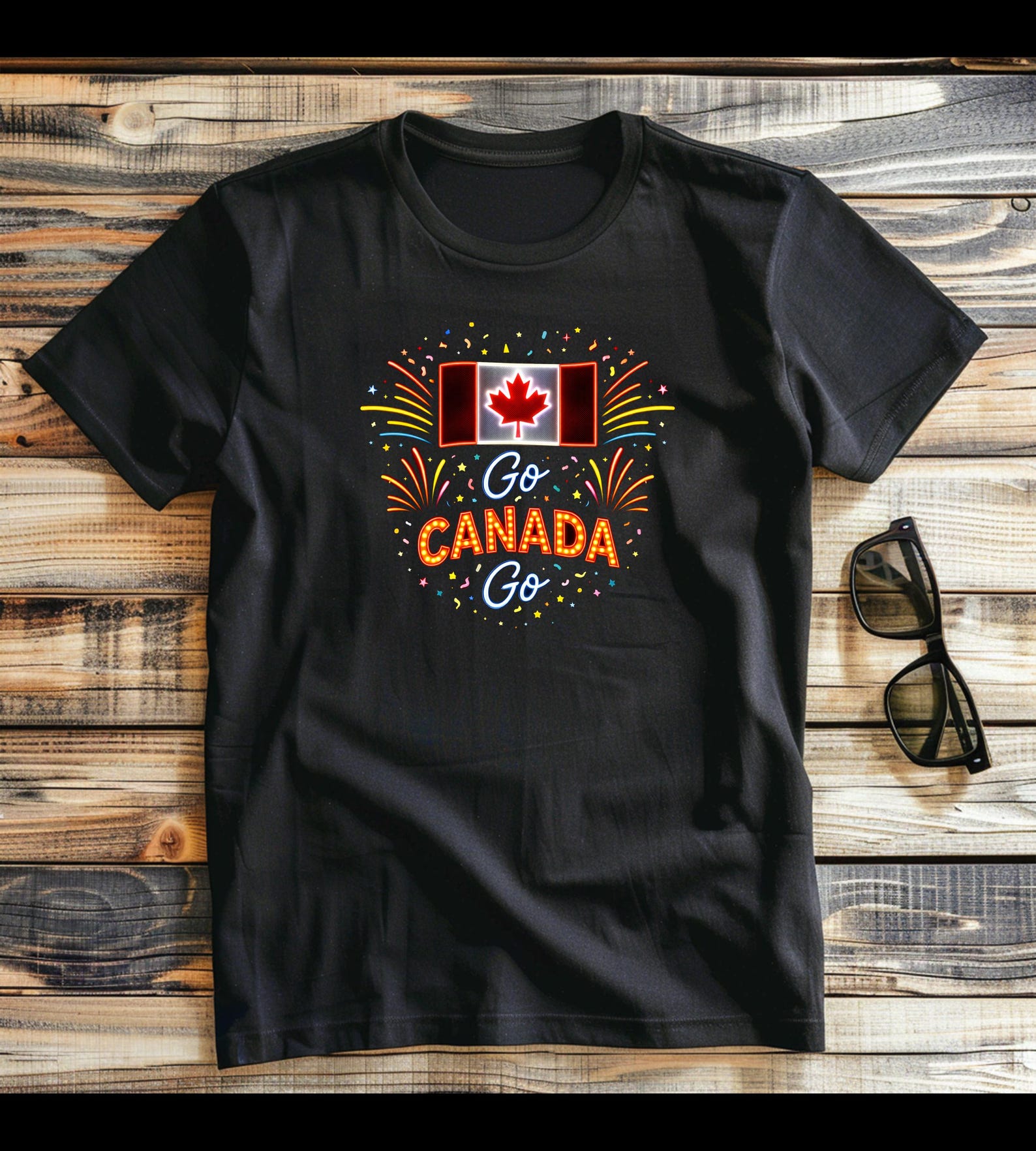 Neon Canada Flag T-Shirt | Canadian Soccer Fan Tee S