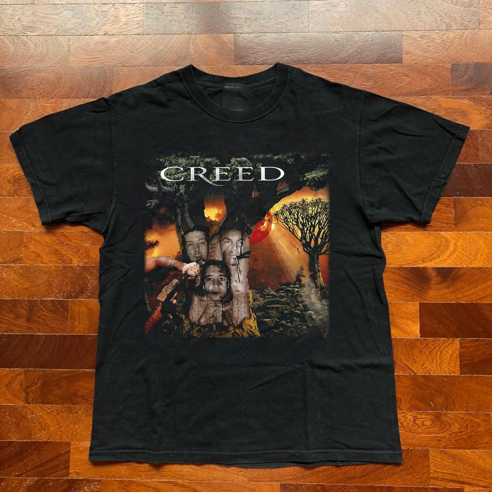 

Винтажная Хлопковая Черная Футболка Creed С Потертостями С Коротким Рукавом Все Размеры VC1572 Унисекс M