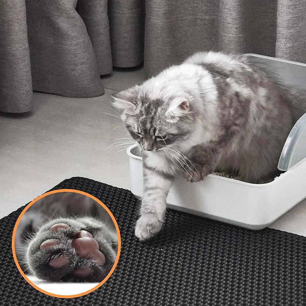 EVA Double Layer Cat Litter Mat Waterproof Urine Proof Trapping Mat Washable Easy to Clean Non-Slip Cat Litter Scratch Pad