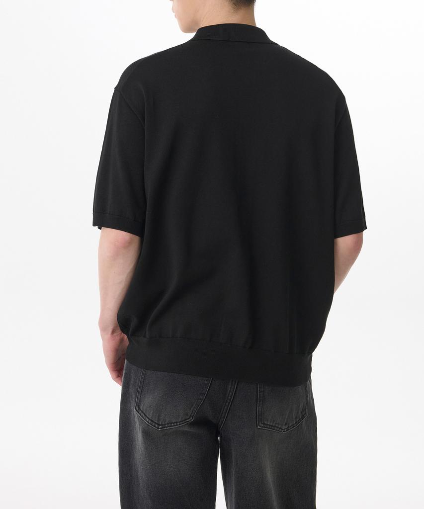 Musinsa Standard Cotton Tencel Collared Short Sleeve Cardigan [Black]