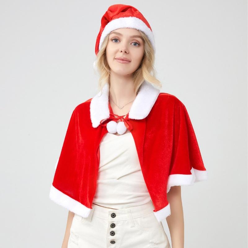 Christmas Dress Up, Women's, Adult Children's Hooded Shawl, Cape Golden Velvet, Shawl Cape Clothing