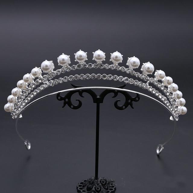 Fashion Rhinestone Pearls Crown Headband Gorgeous Tiaras And Crowns Wedding Head Ornaments Bridal Hair Jewelry Accessories