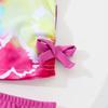 Flickor Badkläder Set Sommar Färgstark Hjärta Tie-Dye Tryck Rosett Topp Bikinibotten 2 Delar Set