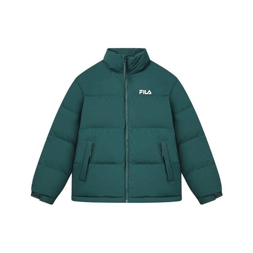 Fila Letter Logo Printed Lined Loose Thick Warm Jacket Down Coat Unisex Jackets Show-Peak-Green F51U349901F-GN