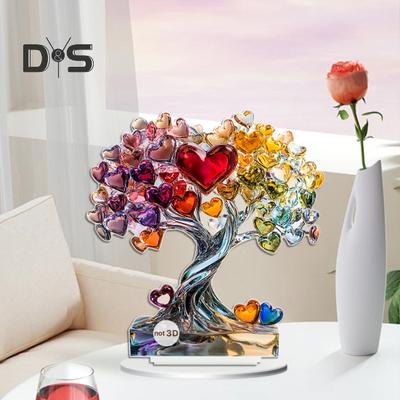 Ornamento per albero a forma di cuore, in acrilico colorato, decorazione piatta 2D, decorazione per San Valentino, albero a forma di farfalla da tavolo per la casa, caminetto, tavolino, scrivania, decorazione