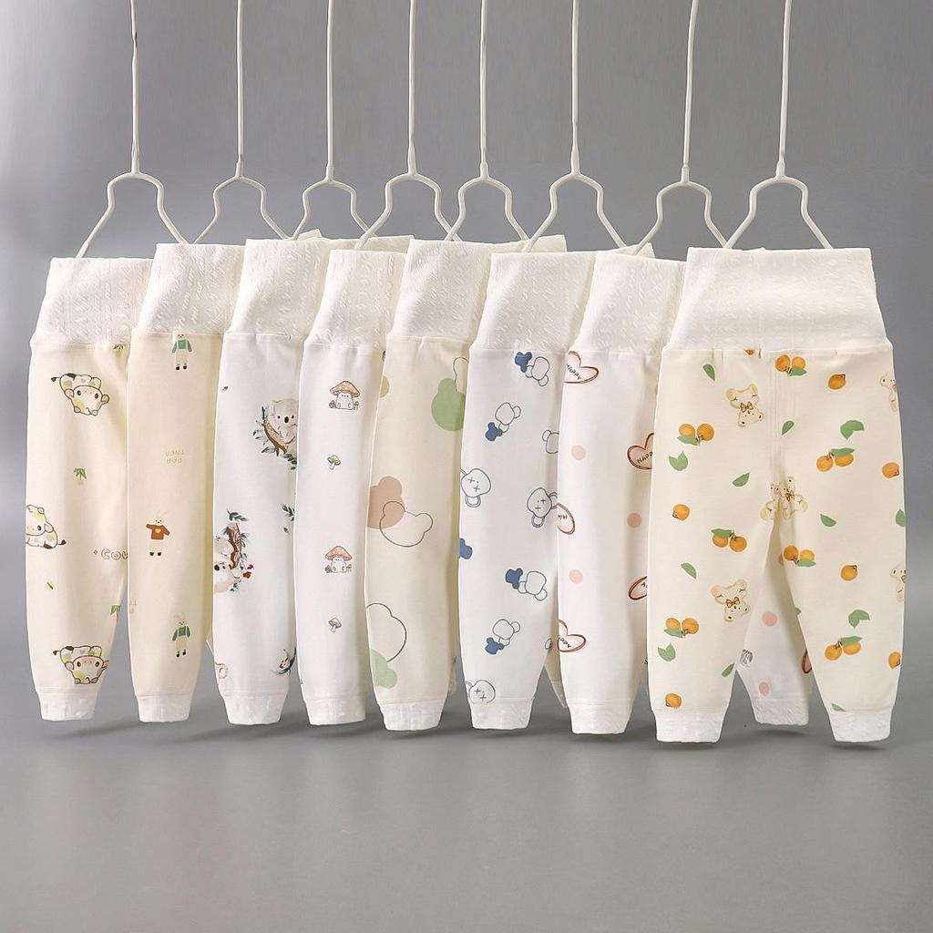 Spring and Fall High Waist Pure Cotton Infant and Toddler Sleep Pants - Boys & Girls Belly Protection Bottoms