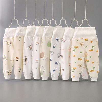 Calças de Dormir de Algodão Puro de Cintura Alta para Bebês e Crianças Pequenas - Calças Inferiores de Proteção para Barriga para Meninos e Meninas