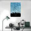 Houston Texas Skyline Map Metal Poster Customized Wall Art Retro Vintage Tinplate Signs for Man Cave Bedroom Decorations House