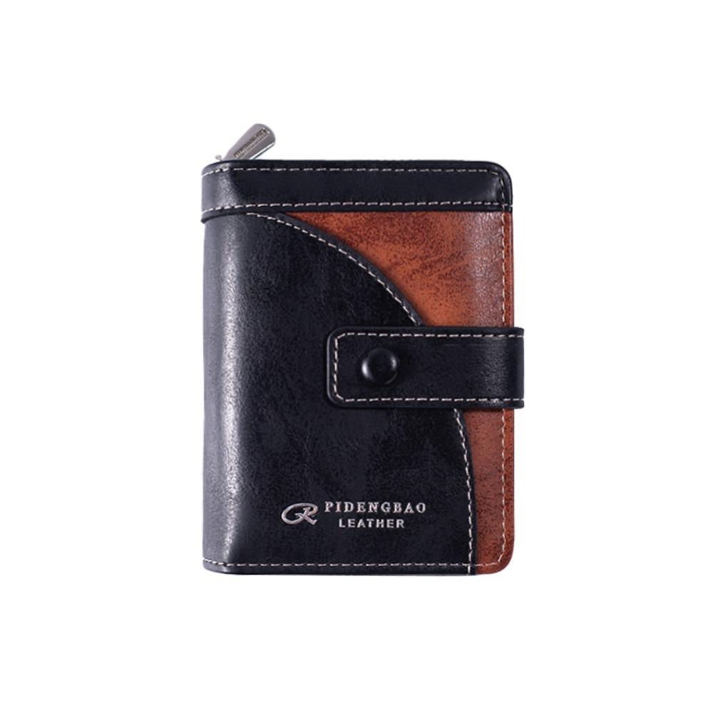 Card Brand Short PU Wallet Zipper ID Card Holder Simple Business Clutch Bag Unisex