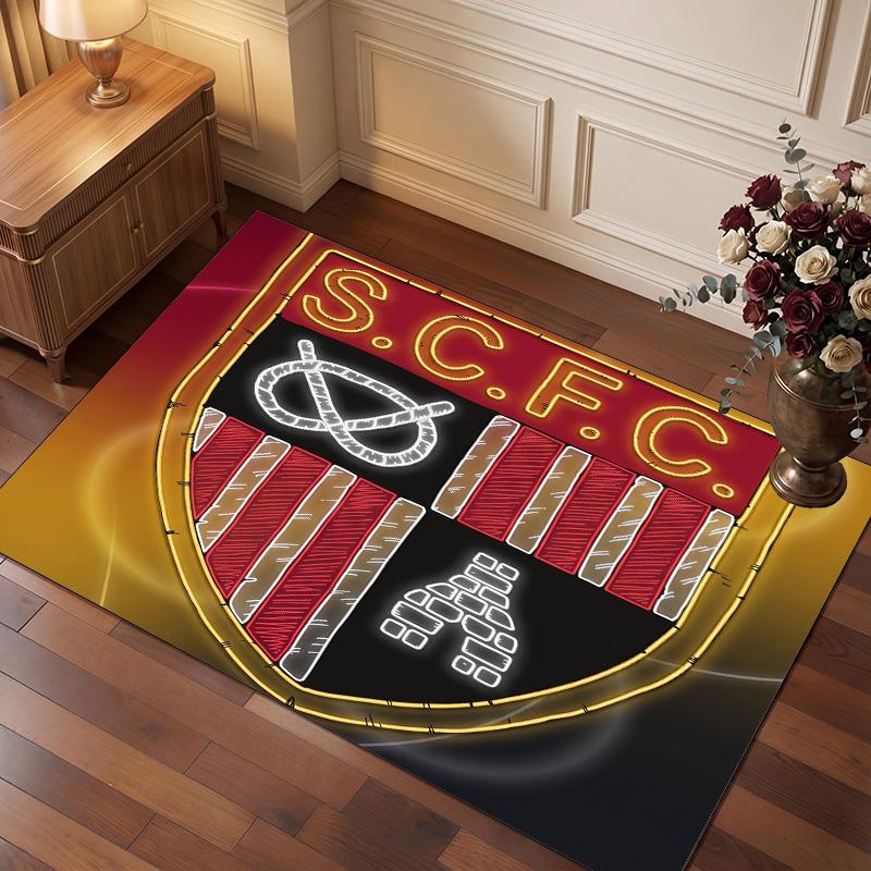 Stoke City Football Print Crystal Velvet Rug, Comfortable Water Absorbent Non Slip Indoor Floor Carpet