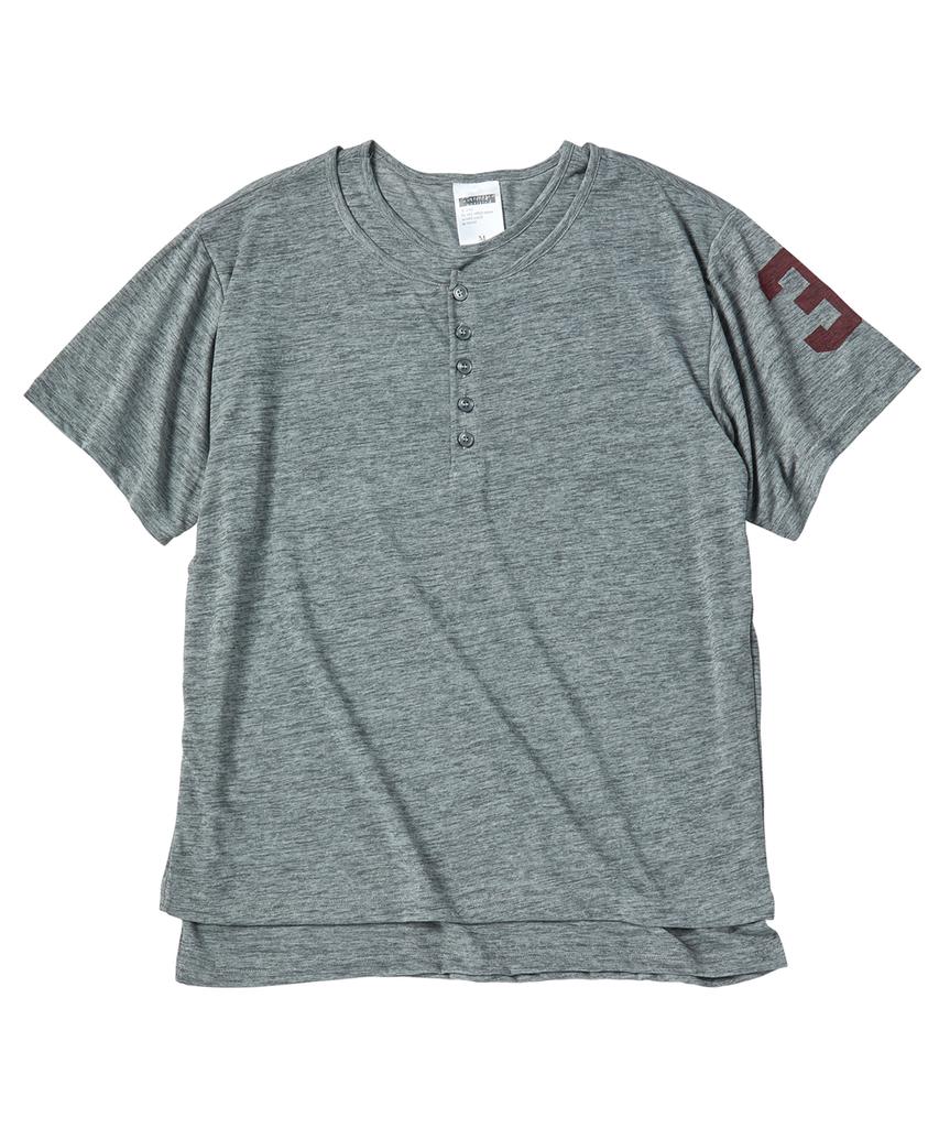Eontaiteulseoul Untitled Numbering Layered Henley Neck Crop Short Sleeve Gray