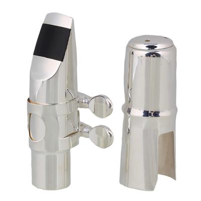 Bstinay Alto Saxophone Mouthpiece with Ligature and Cap, for E-flat Saxophone, Size 6#, Brass, Nickel Plated