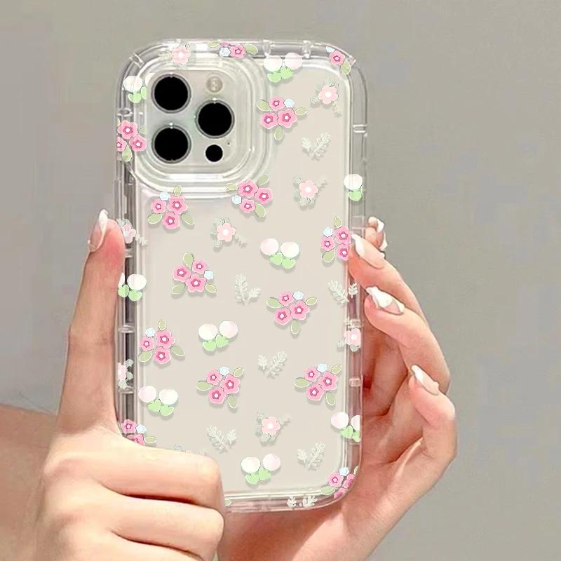 Fashion Florals Clear Phone Cases For lPhone 15 iPhone 17 Air 16e 16 Pro Max 14 13 11 12 XR XXs Max Capa Soft Silicone Cover