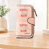 Coffee Club long zipper wallet large capacity card holder unisex clutch bag stylish zippered coin purse suitable for daily use perfect gift for