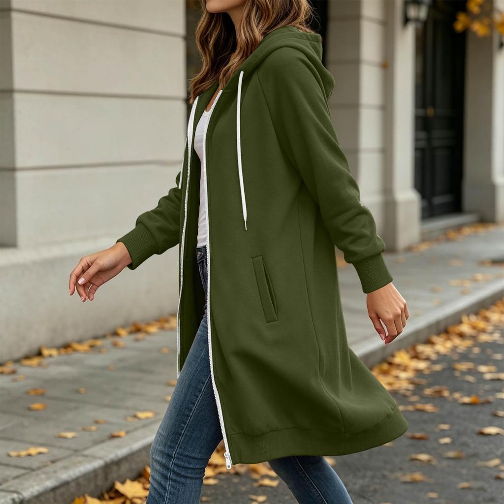 Women's Zip Up Hoodie Color Long Sleeve Hooded Sweatshirt Jacket with Pockets