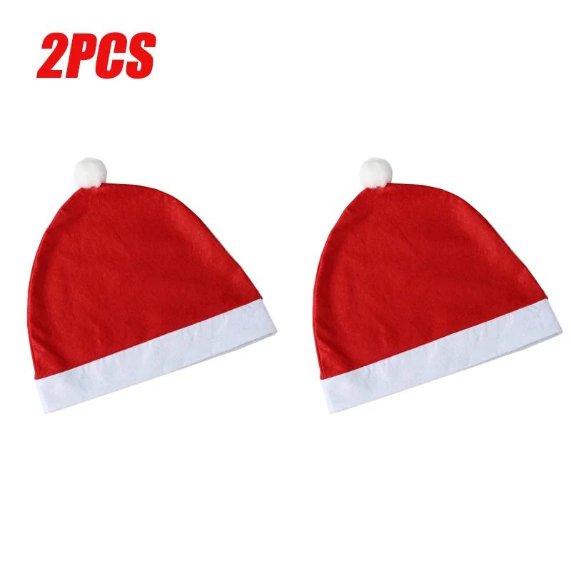 Automotive Christmas Decor King Size Santa Hat Headrest Cover Seat Back Cover for Holiday Vehicle Decoration