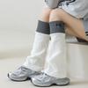 1 Pair Gray Spliced Leg Warmers Middle Tube Boot Cuffs New Calf Socks  Autumn Winter